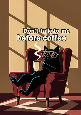 Cat with Coffee and Sunglasses