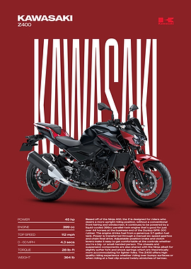 Kawasaki Z400 Motorcycle Poster