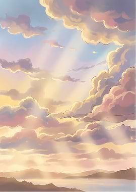 Sunrise Over Mountains and Water