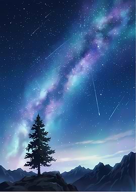 Starry Night Over Mountains