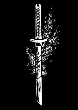 Samurai Sword with Cherry Blossoms