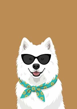 Cool Dog Wearing Sunglasses and Scarf