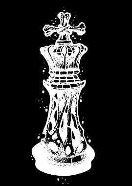 Distressed White Chess King on Black