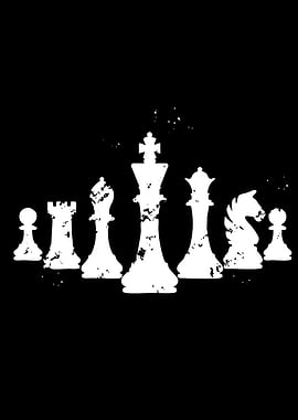 White Chess Pieces Silhouette
