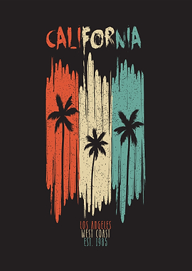 California Palm Trees Vintage Graphic