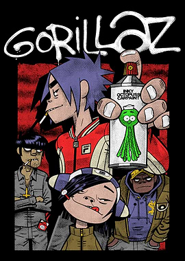 Gorillaz Band with Spray Paint
