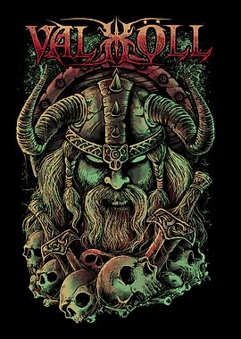 Viking Warrior with Skulls and Hammers