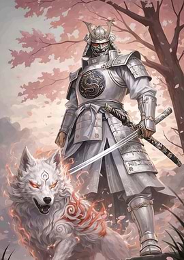 Samurai Warrior and Spirit Wolf