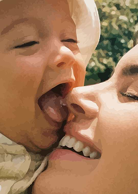 Mother and Child Kiss