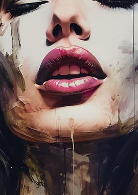 Close-up of a woman's lips and nose