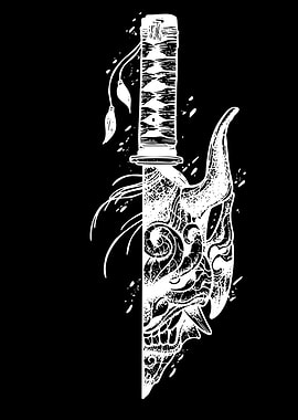 Samurai Sword and Oni Mask