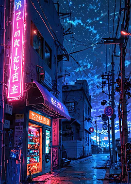 Neon Alleyway at Night