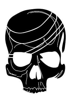 Black Skull with White Lines