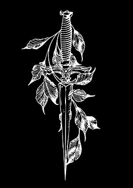 Dagger with Leaves Illustration