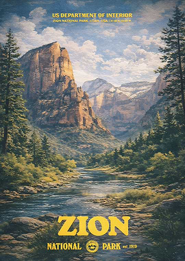 Zion National Park Vintage Poster