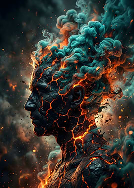 Fiery Man with Smoke