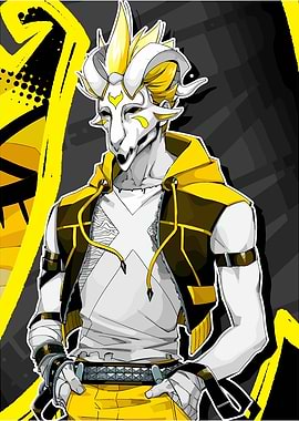 Neon White: Character with Ram Skull Mask