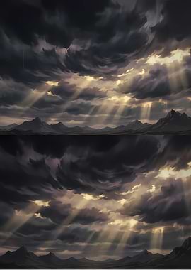 Dramatic Sky Over Reflecting Landscape