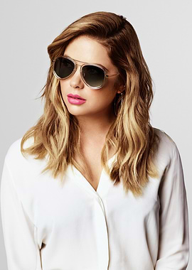 Ashley Benson with Sunglasses and Pink Lipstick