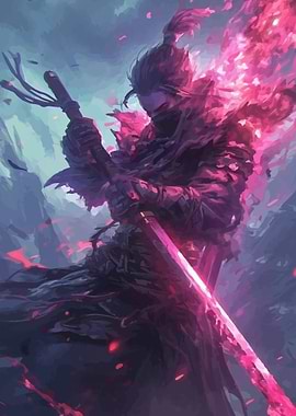 Samurai with Glowing Katana