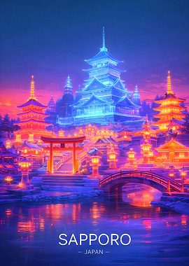 Neon Sapporo at Night