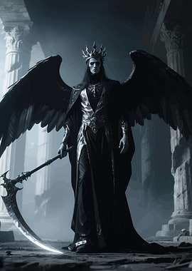 Dark Angel with Scythe and Crown