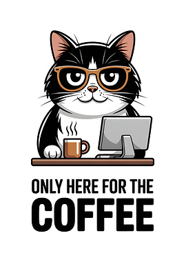 Cat Programmer Loves Coffee