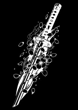 Samurai Sword with Cherry Blossoms