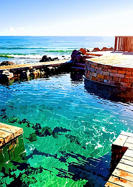 Oceanfront Pool with Wooden Deck