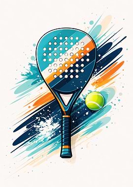 Padel Racket and Ball Art - Sports Illustration