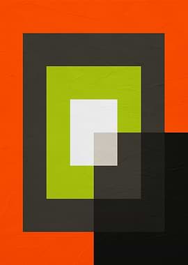 Geometric Abstract with Orange and Green