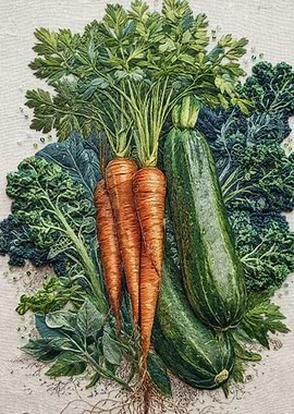 Embroidery of Fresh Vegetables