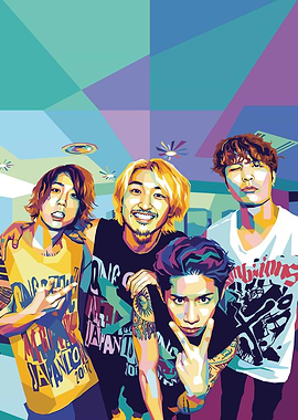 Four Young Men in Pop Art Style