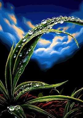 Dewdrops on Grass Blades