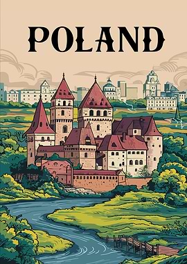 Poland Castle and River Landscape