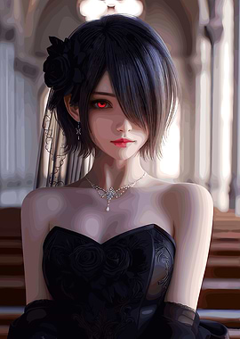 Gothic Bride with Red Eyes