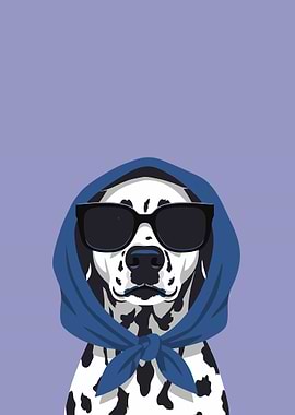 Dalmatian Dog Wearing Sunglasses and Scarf