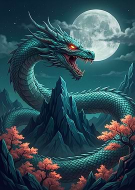Dragon in a Mountainous Landscape
