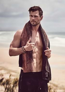 Chris Hemsworth on a Beach