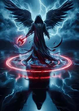 Dark Angel with Glowing Axe