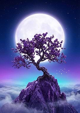 Enchanted Tree on a Mountain Peak