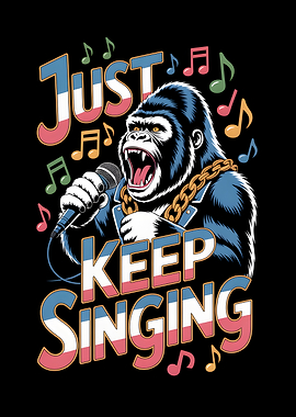 Gorilla Singing with Microphone