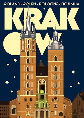 Krakow Poland Vintage Poster