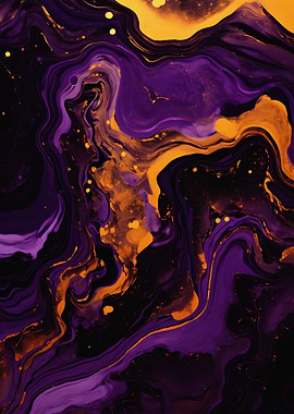 Abstract Purple and Gold Swirls