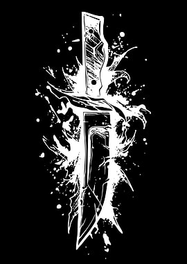 White Knife Splatter Art