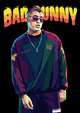 Bad Bunny Pop Art Portrait