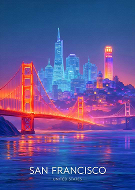 San Francisco Golden Gate Bridge at Night