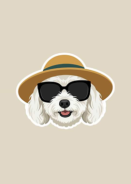 Dog Wearing Sunglasses and Hat