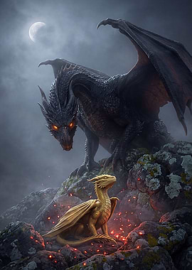 Dragons under the moon