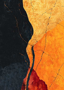 Abstract Gold Black Kintsugi Texture